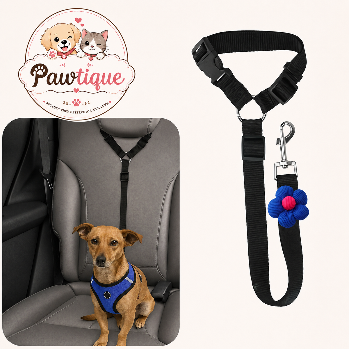 The Pawtique Dog Seat Belt